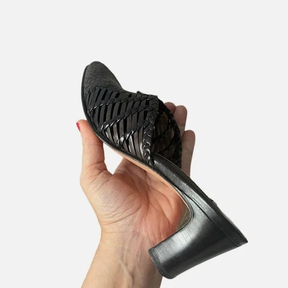 Brighton Abby Woven Leather Black & Brown Slip on Sandal - Sz 10M - Picture 11 of 11